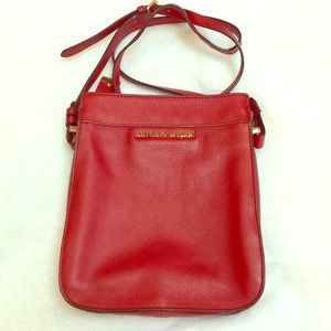 Antonio Melani red leather crossbody bag